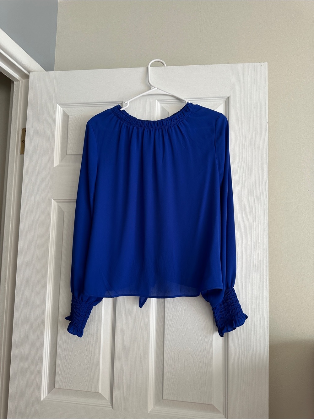 Blue Long Sleeve Peasant Blouse